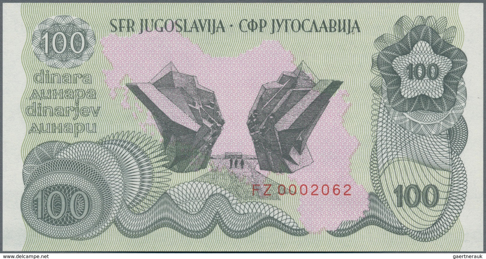 Yugoslavia / Jugoslavien: 100 Dinara ND(1990), P.101A With Serial Number FZ0002062 On Back And In Pe - Yugoslavia