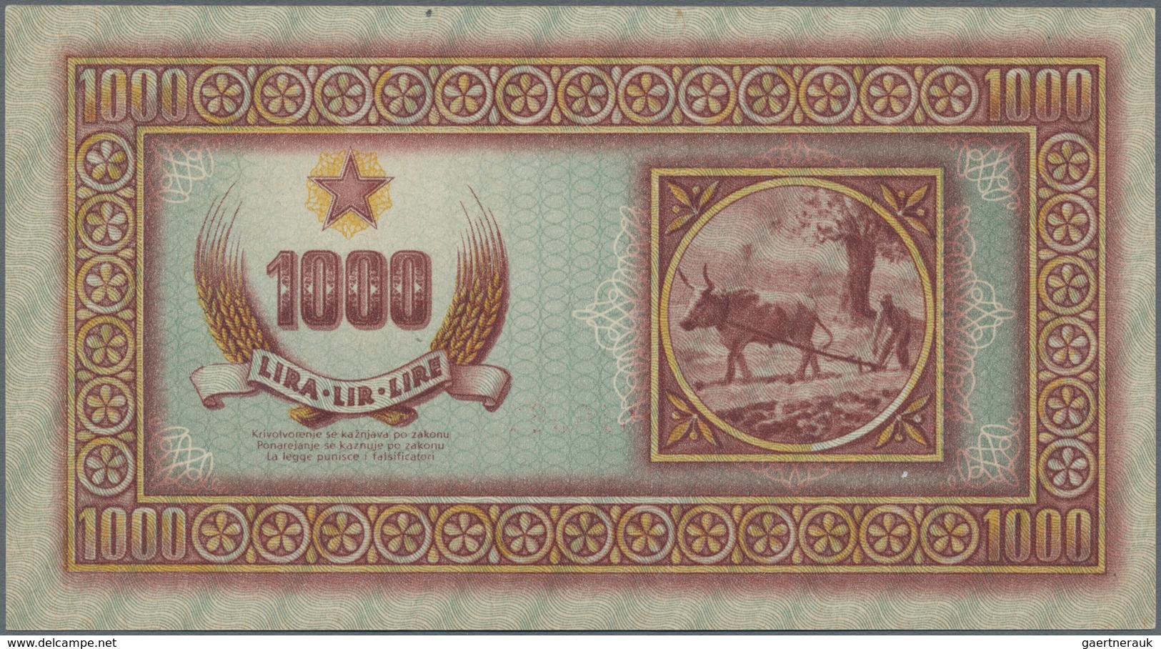 Yugoslavia / Jugoslavien: Istria, Fiume & Slovenian Coast Pair With 500 And 1000 Lire 1945, P.R7, R8 - Jugoslawien