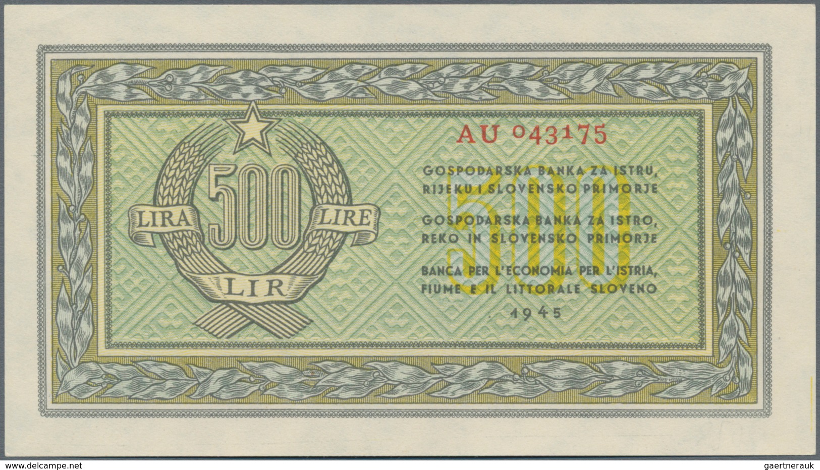 Yugoslavia / Jugoslavien: Istria, Fiume & Slovenian Coast Pair With 500 And 1000 Lire 1945, P.R7, R8 - Joegoslavië