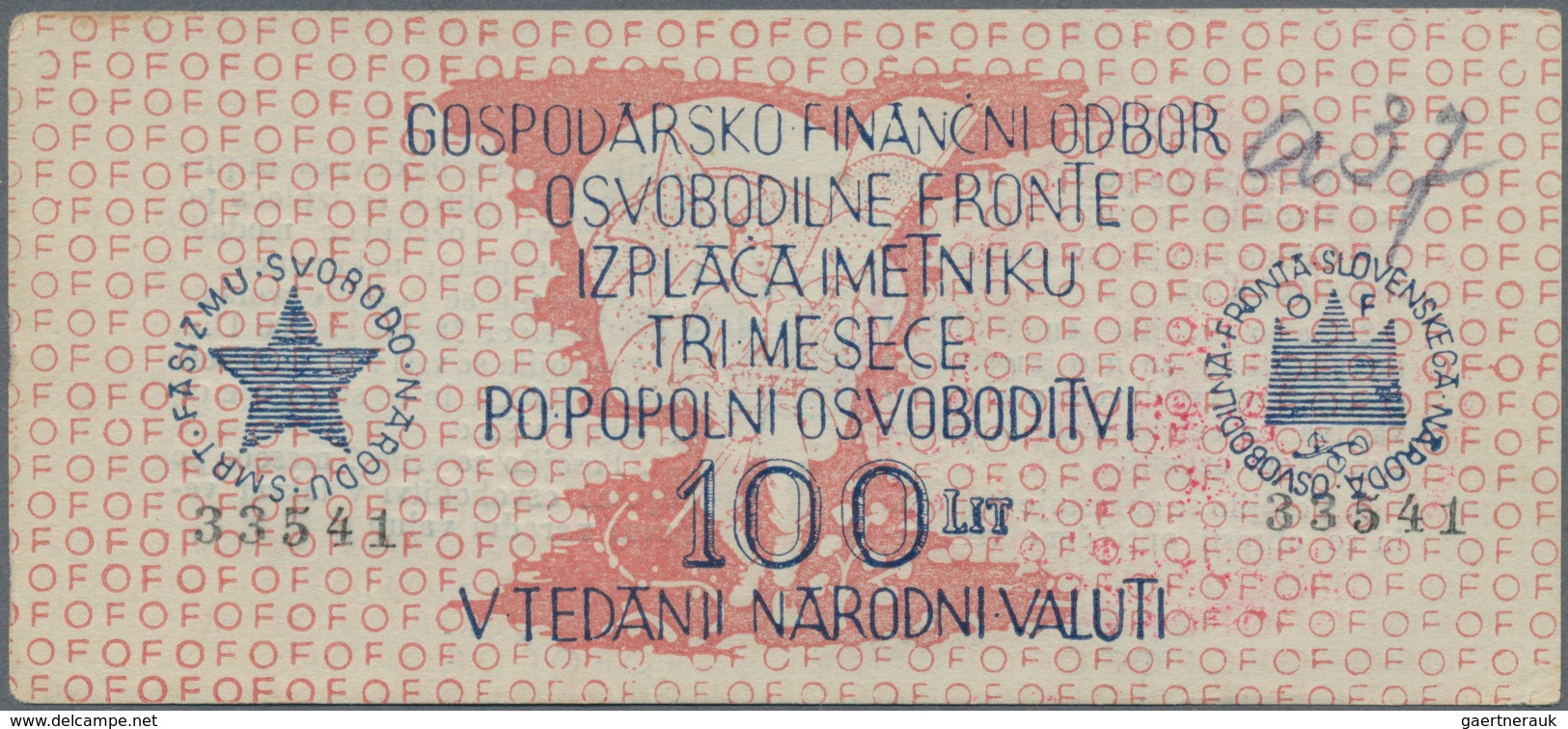 Yugoslavia / Jugoslavien: State Financial Department, Liberation Front 50 And 100 Lit ND(1944), P.S1 - Joegoslavië