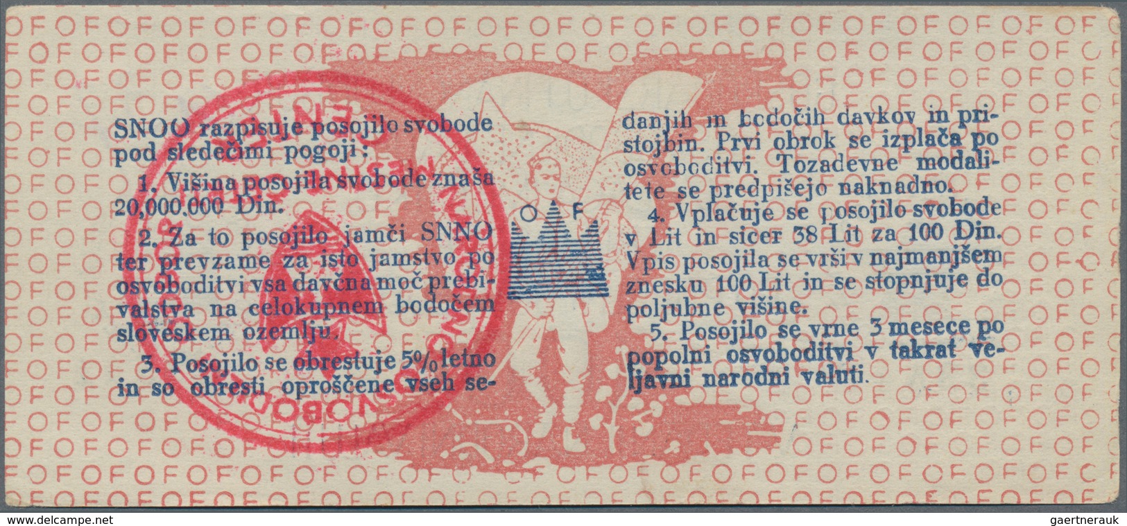Yugoslavia / Jugoslavien: State Financial Department, Liberation Front 50 And 100 Lit ND(1944), P.S1 - Jugoslawien