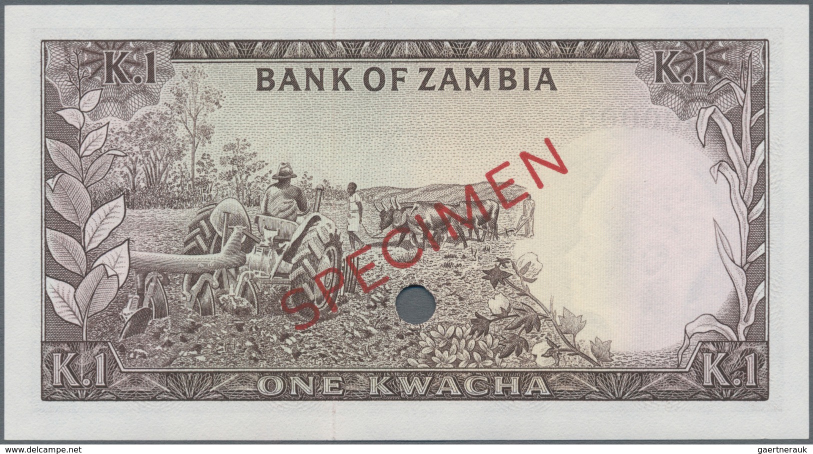 Zambia / Sambia: Bank Of Zambia 1 Kwacha ND(1968) SPECIMEN, P.5s In Perfect UNC Condition - Zambia