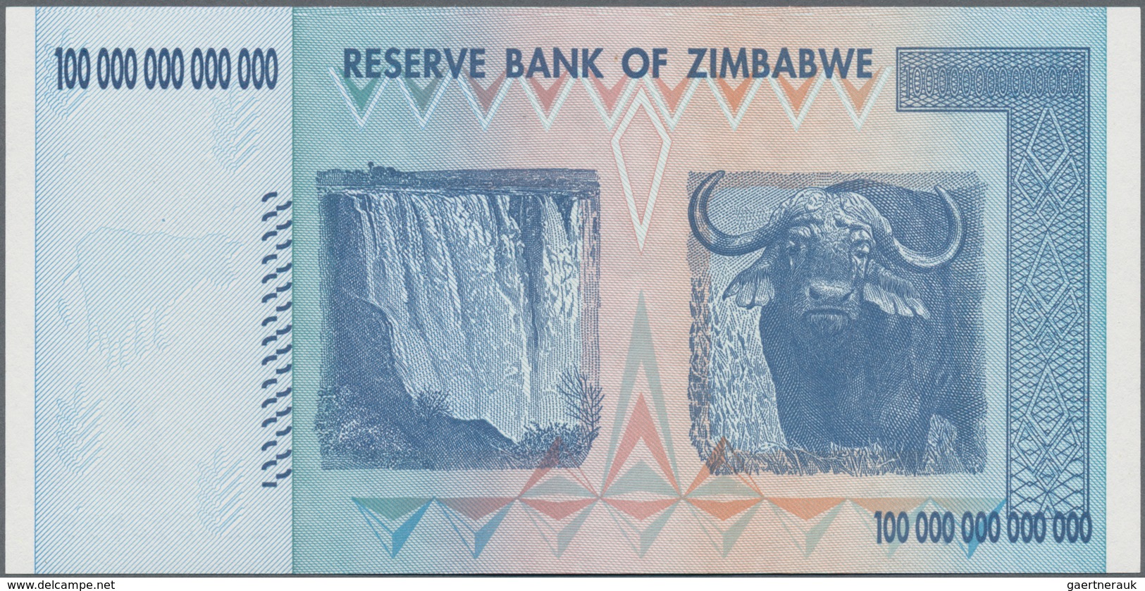 Zimbabwe: Set of 4 banknotes 10, 20, 50 and 100 Trillion Dollars 2008, P. 85-91 in UNC condition. Wo