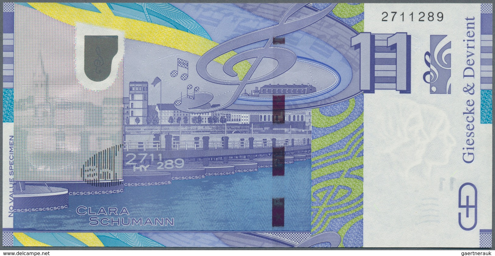 Testbanknoten: Hybrid Testnote "Clara Schumann" 2011 Printed By Giesecke & Devrient With Many Differ - Specimen