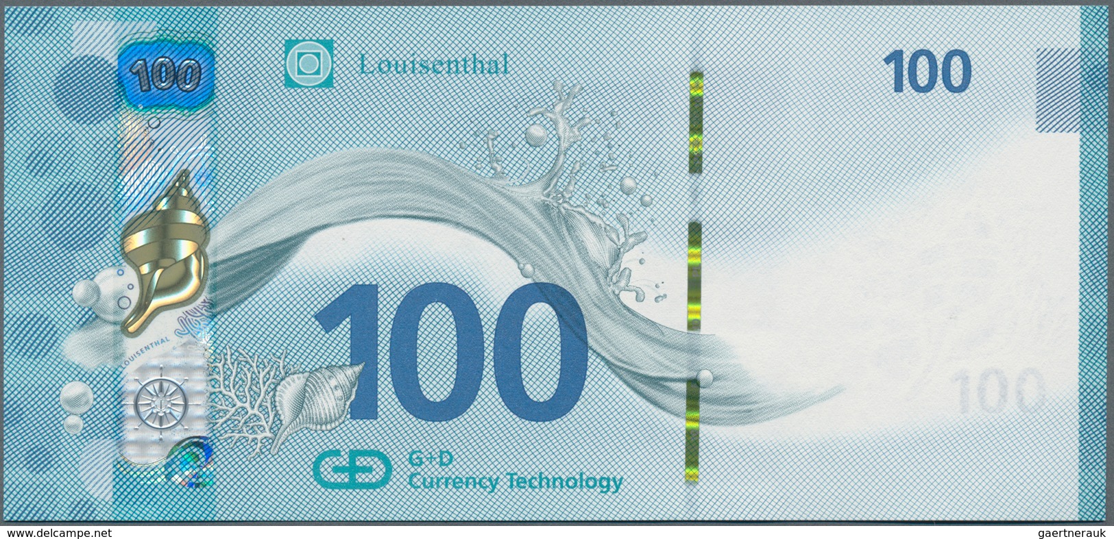 Testbanknoten: Test Note By Louisenthal “100 Water Note” 2017 With The RollingStar LEAD Foil And Rol - Fiktive & Specimen