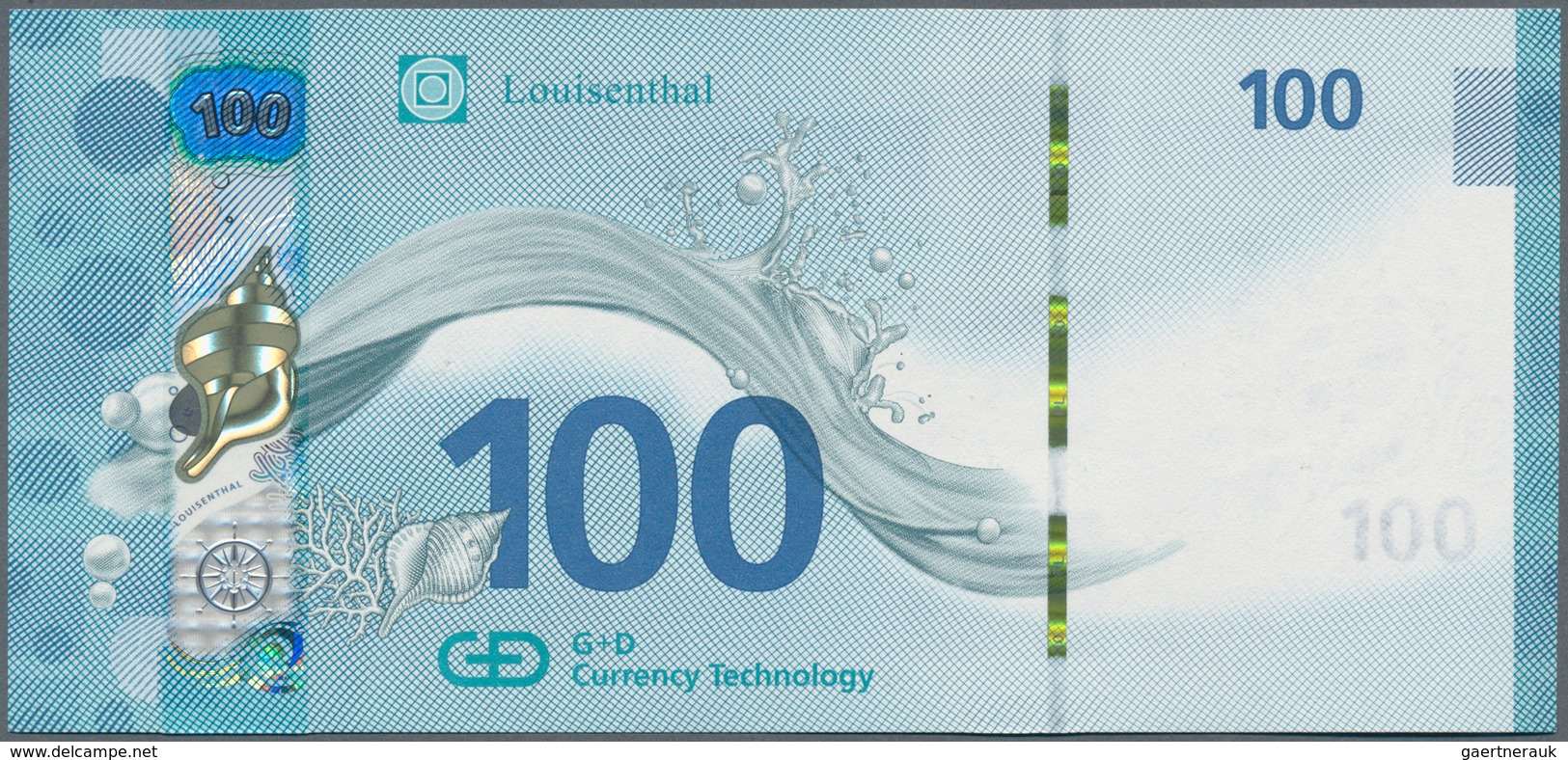 Testbanknoten: Test Note By Louisenthal “100 Water Note” 2017 With The RollingStar LEAD Foil And Rol - Fiktive & Specimen