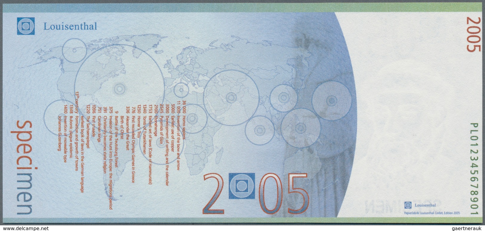 Testbanknoten: Test Note Produced By Paper Mill Louisenthal, A Subsidiary Of Giesecke & Devrient. Th - Fiktive & Specimen