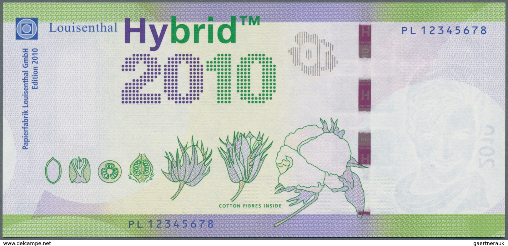 Testbanknoten: Germany: Hybrid Substrate Test Banknote Produced By Louisenthal. This "Yvonne 2010" N - Specimen