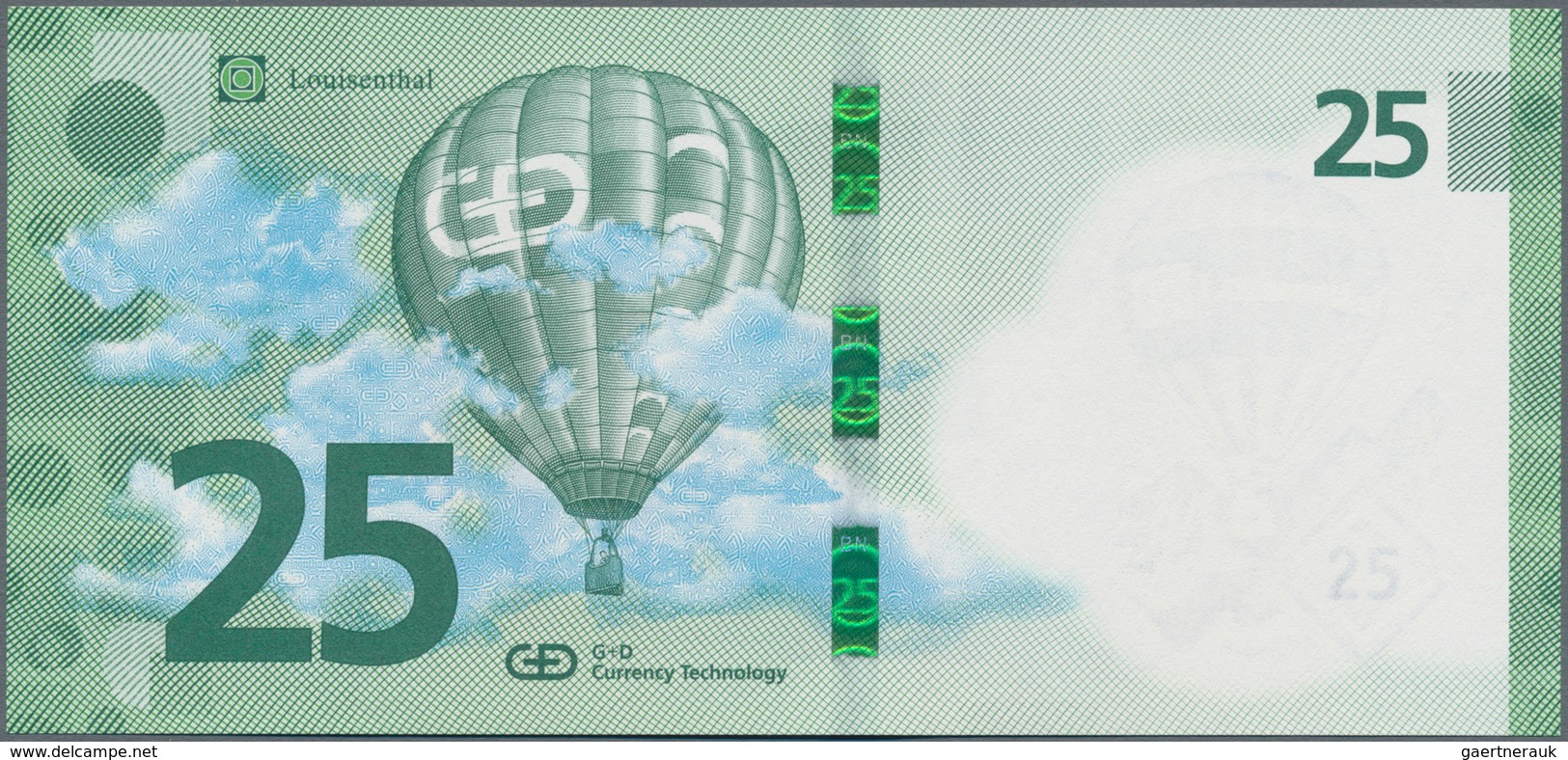 Testbanknoten: Test Note “25 Bollon” By Louisenthal, Offset Printed And Uniface Test Note With Segem - Fiktive & Specimen