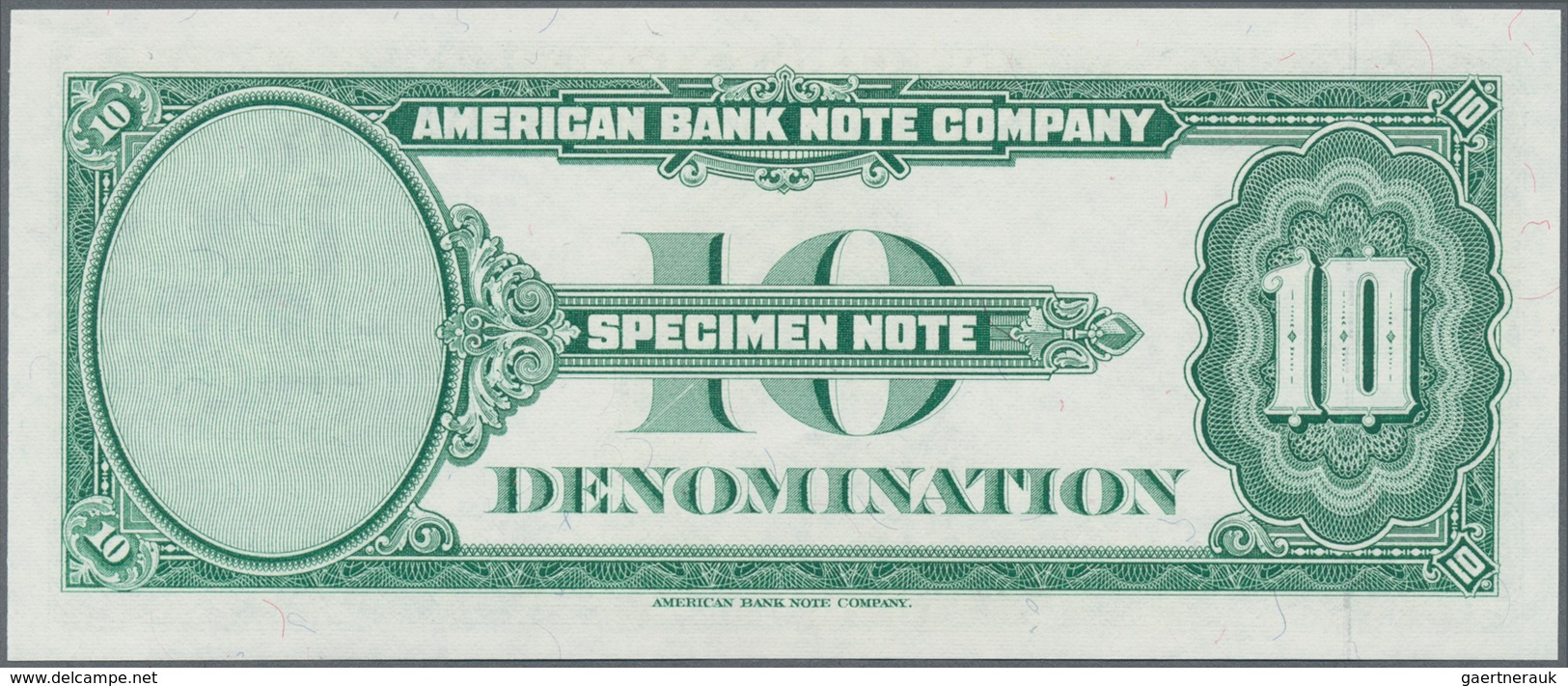 Testbanknoten:  American Banknote Company 10 Dollars 1929 SPECIMEN Intaglio Printed Test Note In UNC - Ficción & Especímenes