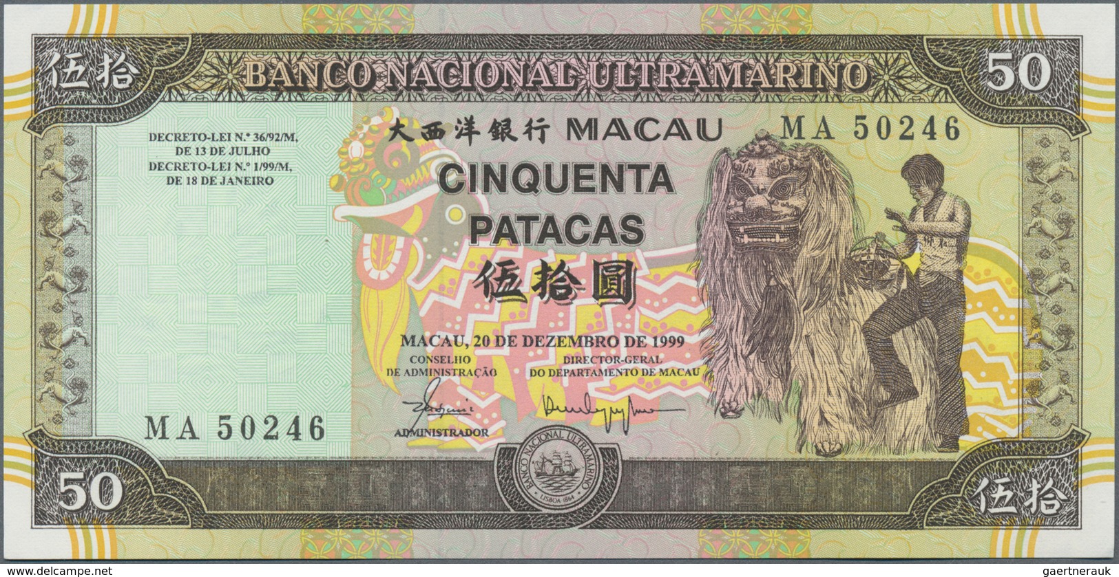 Macau / Macao: Original Folder By The Banco Nacional Ultramarino For The Issue Of The New Banknote S - Macao