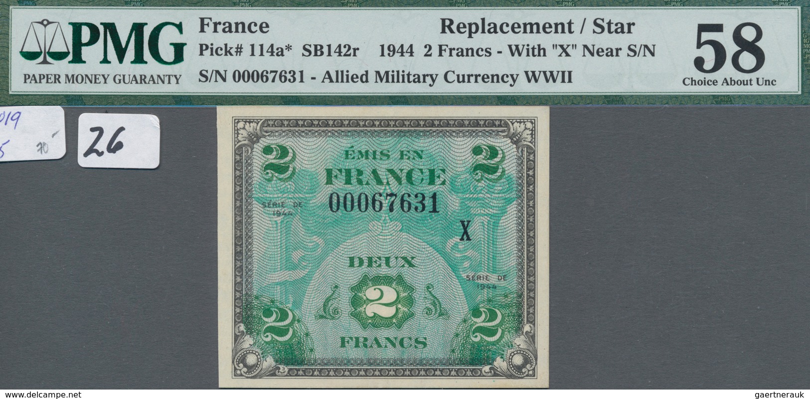 France / Frankreich: Huge Lot With 271 Banknotes Series 1944 Including 229 Pcs. 2 Francs (UNC), 19x - Sonstige & Ohne Zuordnung