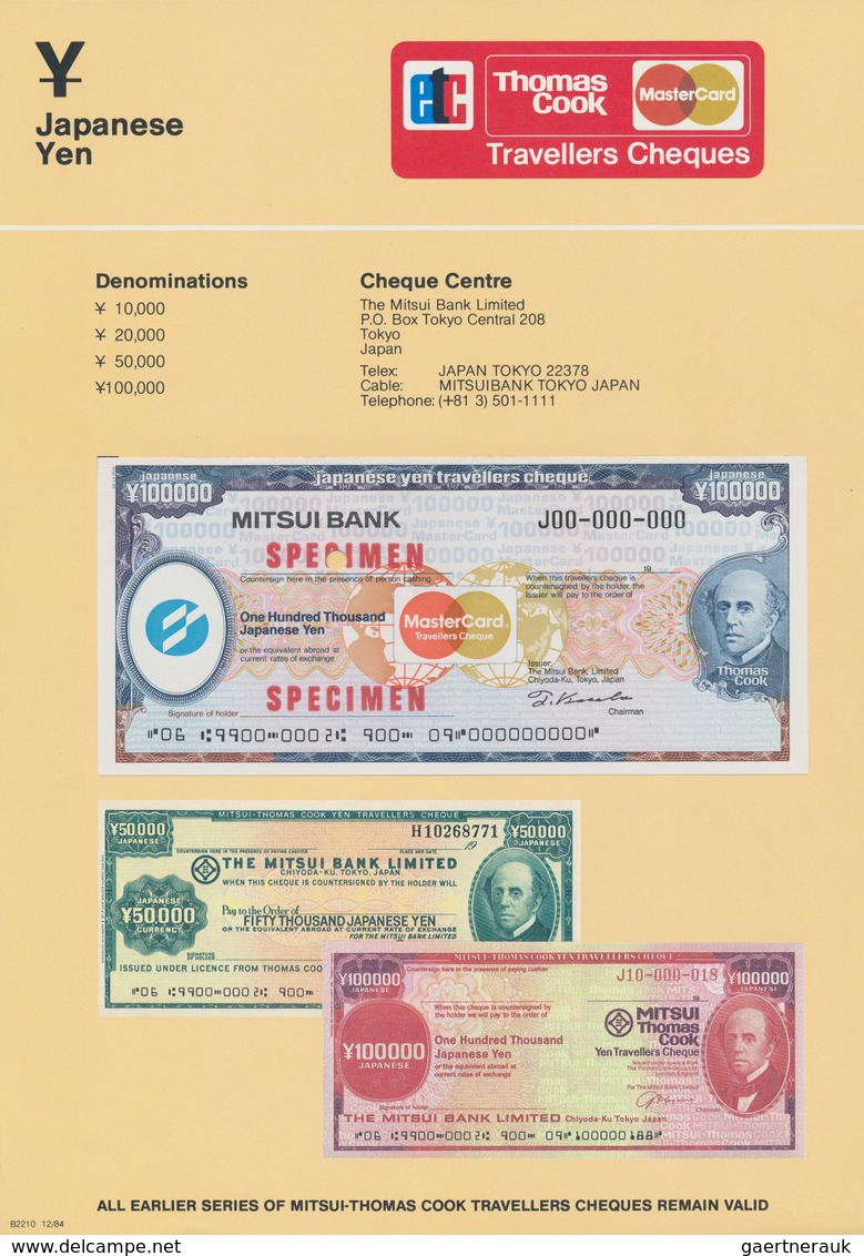 Alle Welt: Thomas Cook Travellers Cheques, Set With 15 Specimen With 4 Pcs. Of 500 French Francs, 4 - Andere & Zonder Classificatie