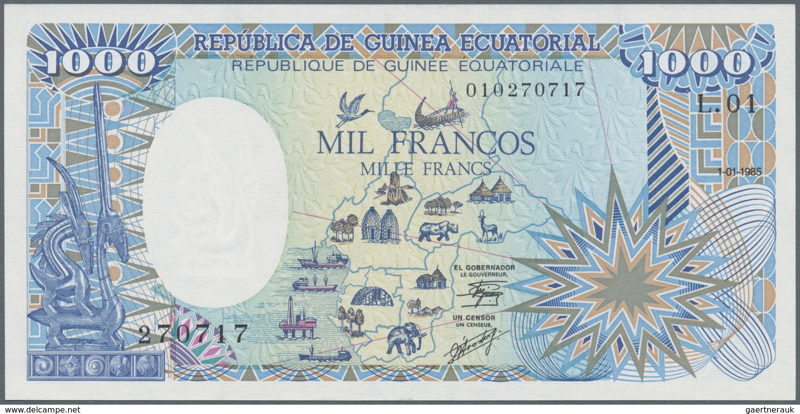 Africa / Afrika: set of 12 banknotes containing Gabon 500 Francs 1985 P. 8, Equatorial Guinea 500 &