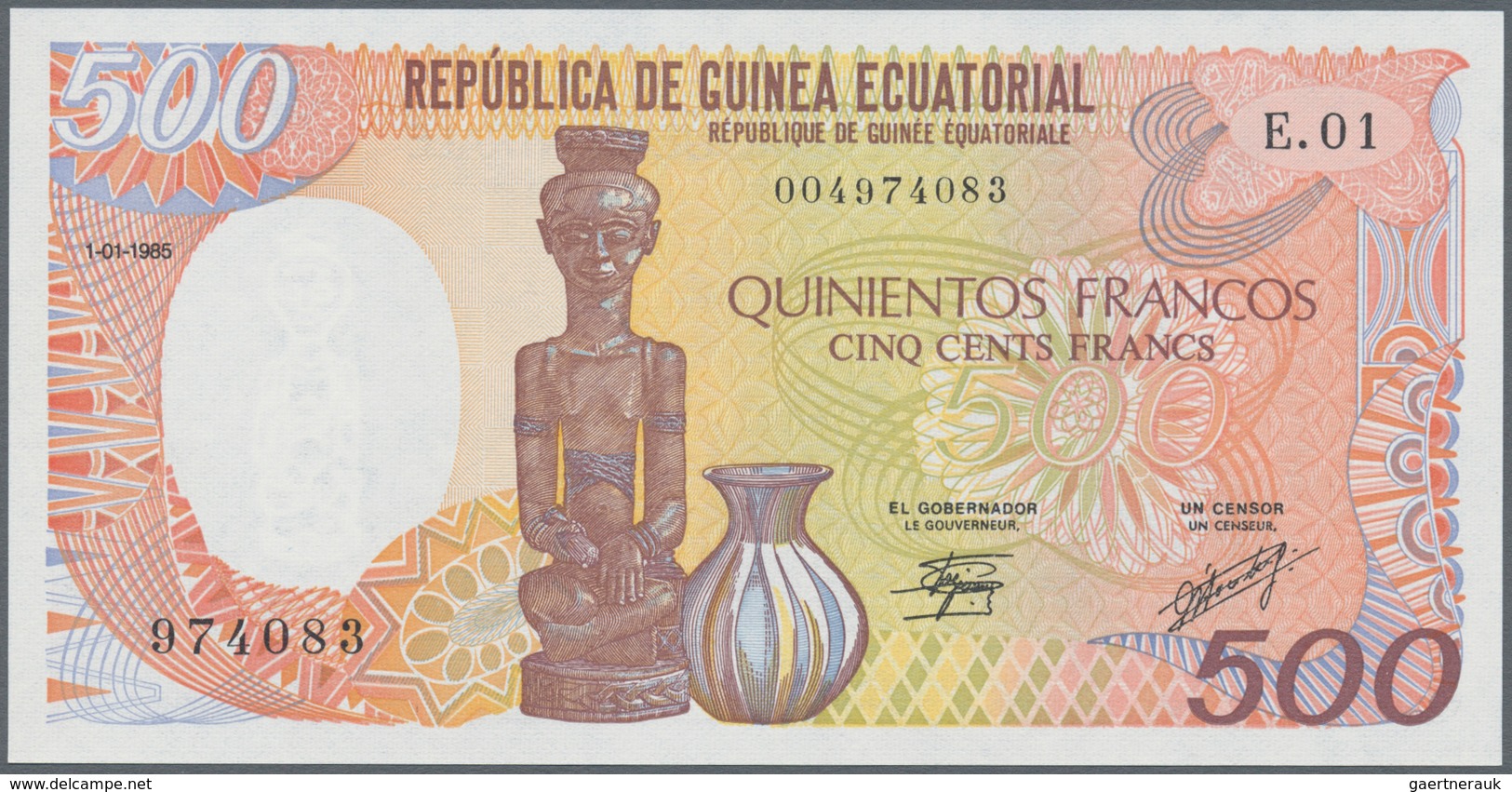 Africa / Afrika: set of 12 banknotes containing Gabon 500 Francs 1985 P. 8, Equatorial Guinea 500 &