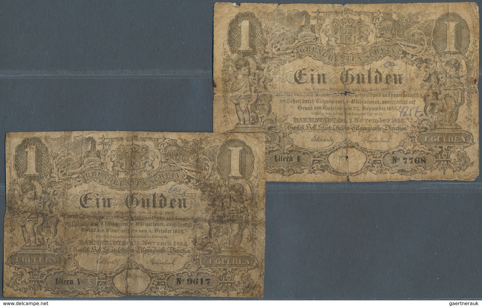 Deutschland - Altdeutsche Staaten: Großherzogl. Hessische Staatsschulden-Tilgungscasse 1 Gulden 1854 - [ 1] …-1871 : German States