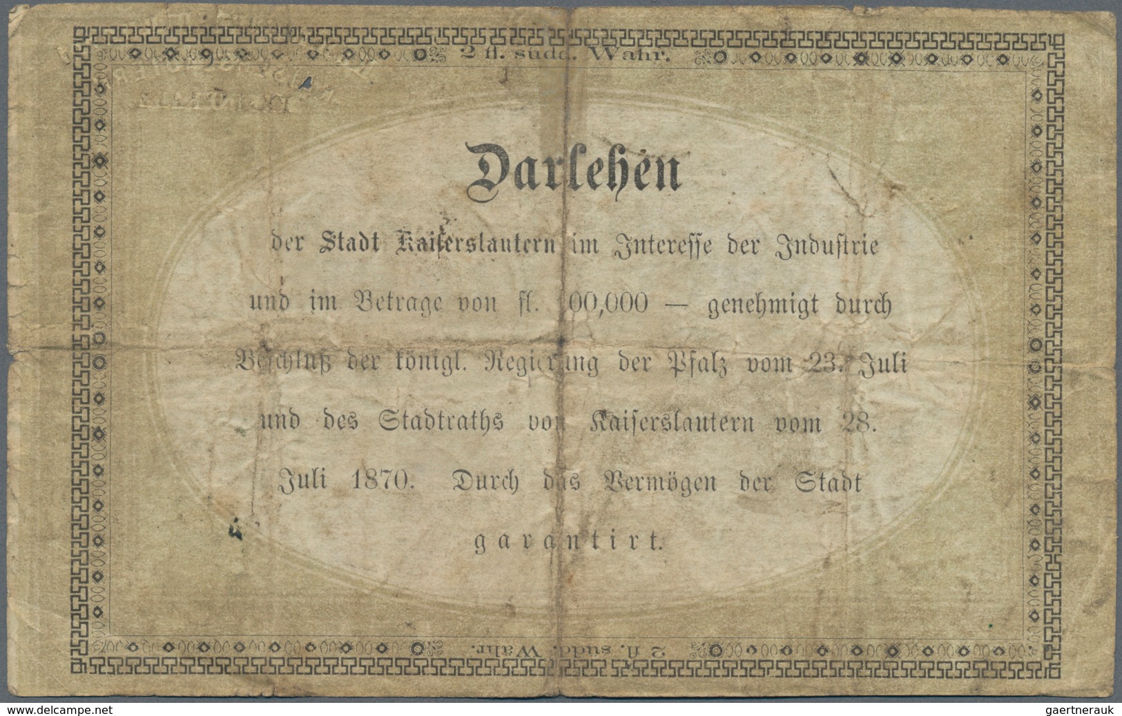 Deutschland - Altdeutsche Staaten: Stadt Kaiserslautern 1, 2 Und 5 Gulden 1870, PiRi A576-A578, Alle - [ 1] …-1871 : Etats Allemands