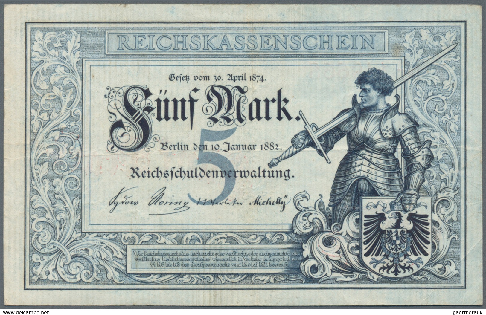 Deutschland - Deutsches Reich Bis 1945: 5 Mark 1882, Ro.6, Sehr Saubere Gebrauchserhaltung Mit Einig - Other & Unclassified