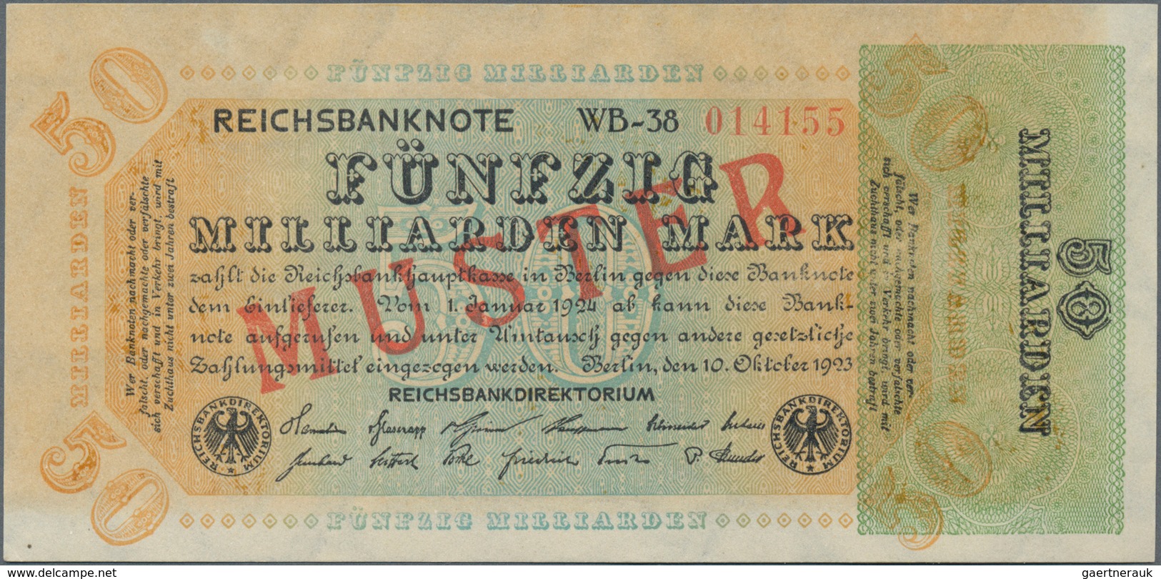 Deutschland - Deutsches Reich Bis 1945: 50 Milliarden Mark 1923 Muster Aus Laufender Serie Mit KN 01 - Other & Unclassified