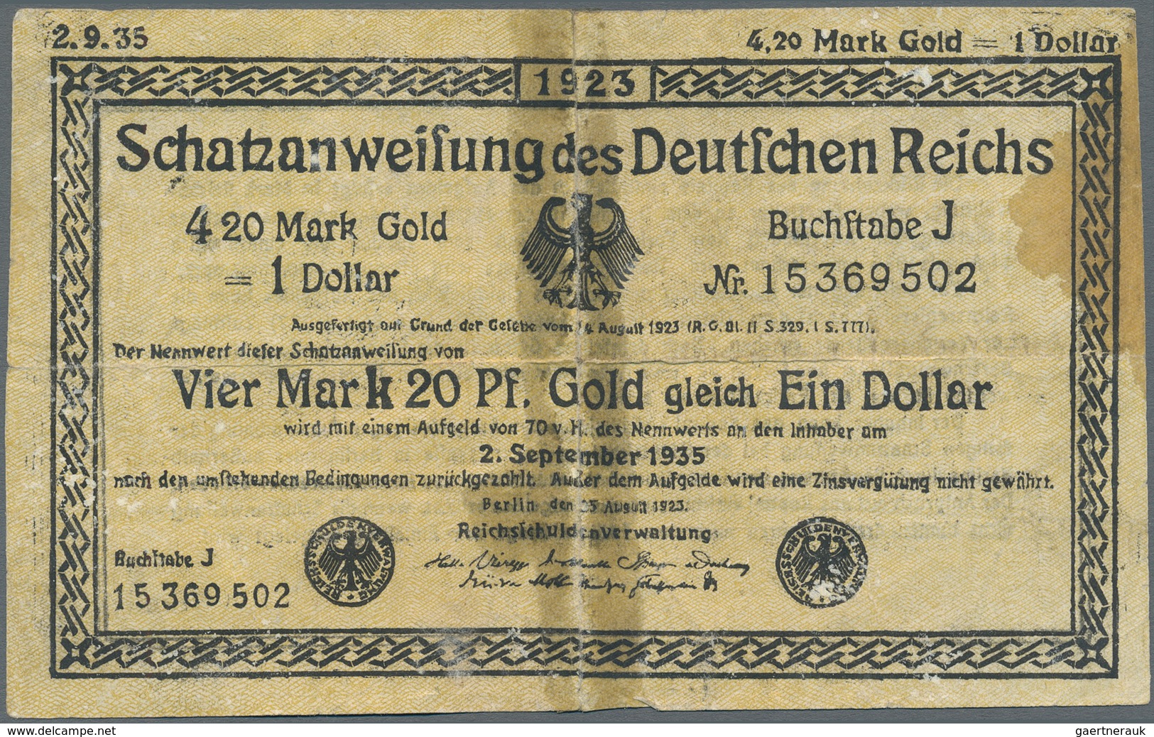 Deutschland - Deutsches Reich Bis 1945: Zeitgenössische Fälschungen Der Schatzanweisungen Zu 4,20 Ma - Andere & Zonder Classificatie