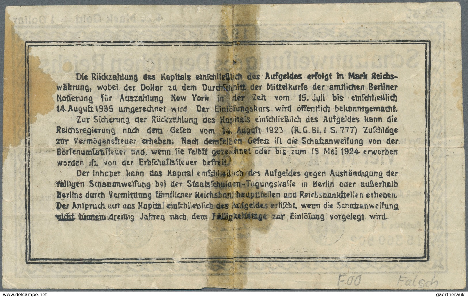 Deutschland - Deutsches Reich Bis 1945: Zeitgenössische Fälschungen Der Schatzanweisungen Zu 4,20 Ma - Andere & Zonder Classificatie