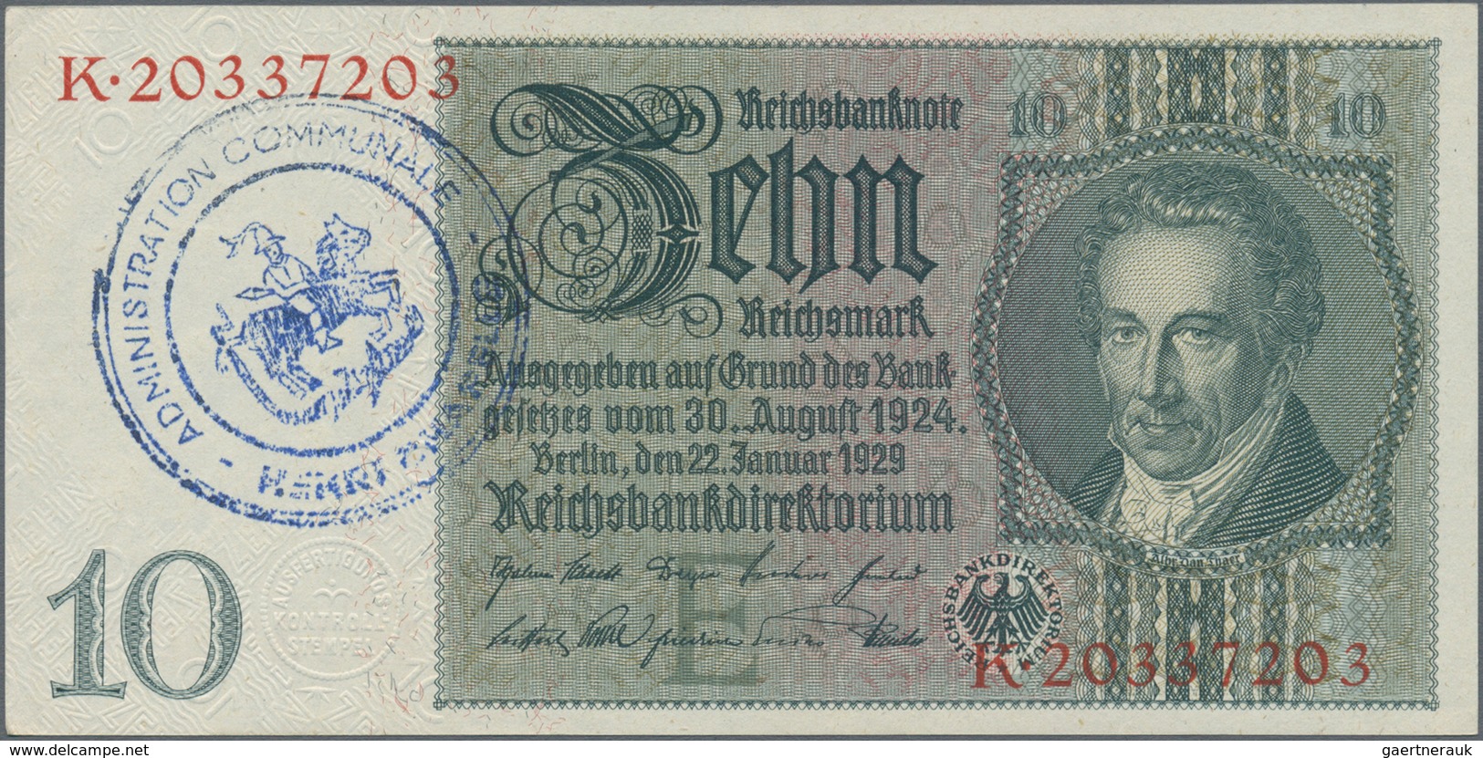 Deutschland - Deutsches Reich bis 1945: Großes Lot mit 25 belgischen Abstempelungen auf 10 Reichsmar