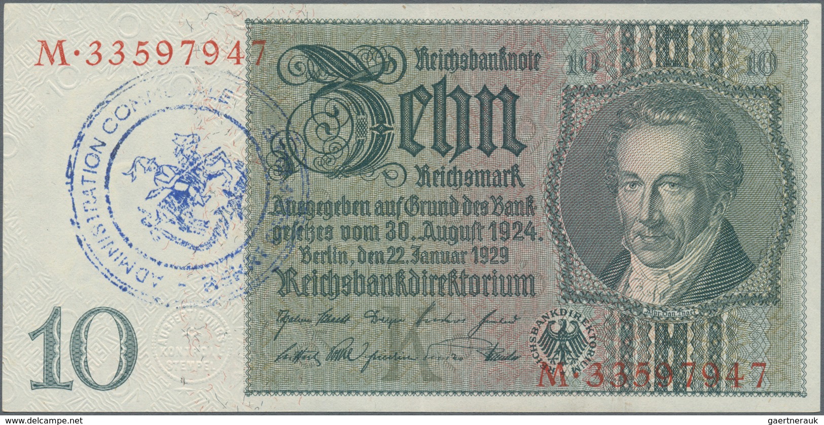 Deutschland - Deutsches Reich bis 1945: Großes Lot mit 25 belgischen Abstempelungen auf 10 Reichsmar