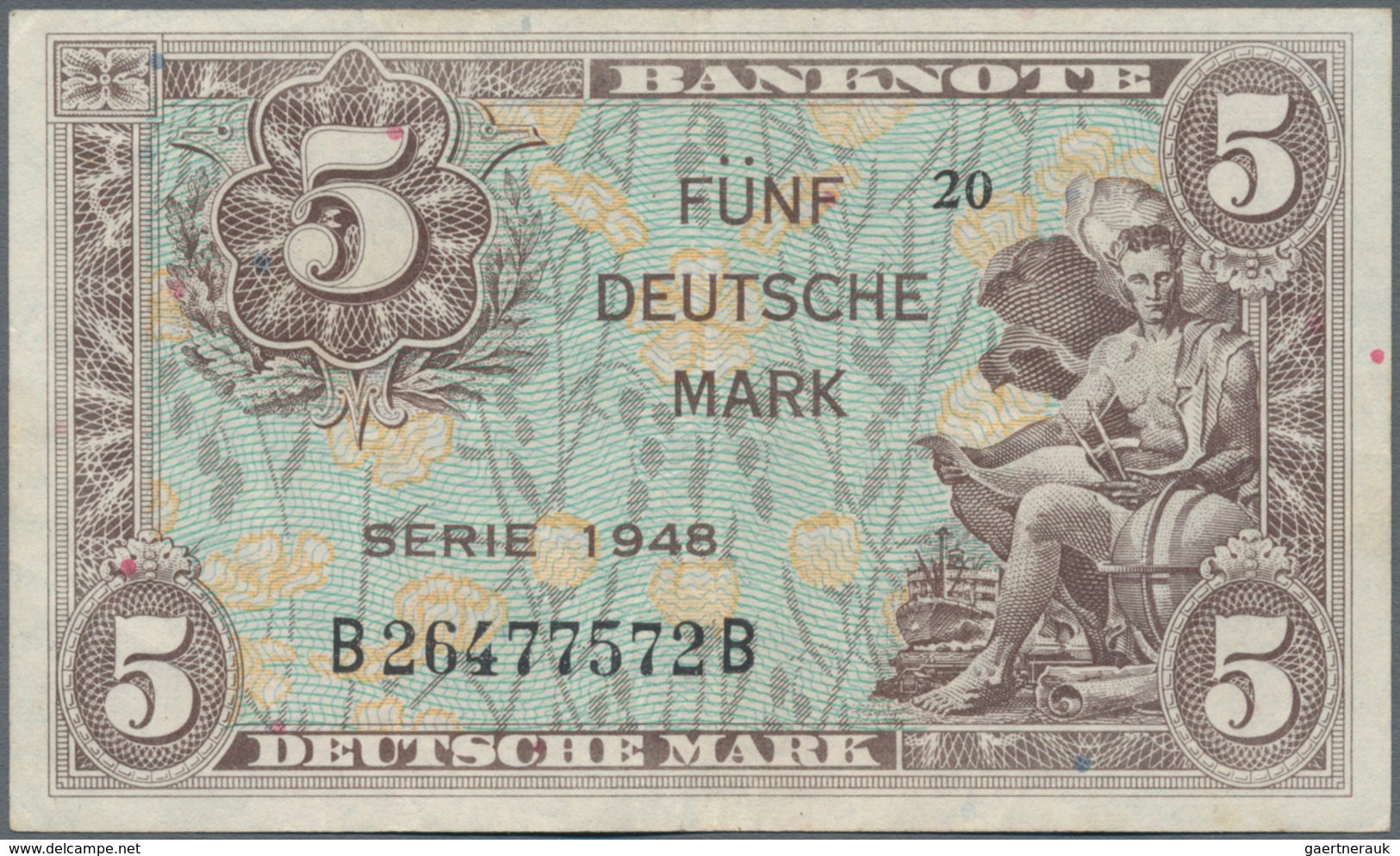 Deutschland - Bank Deutscher Länder + Bundesrepublik Deutschland: 5 DM 1948, Ro.236a, Sehr Saubere G - Other & Unclassified