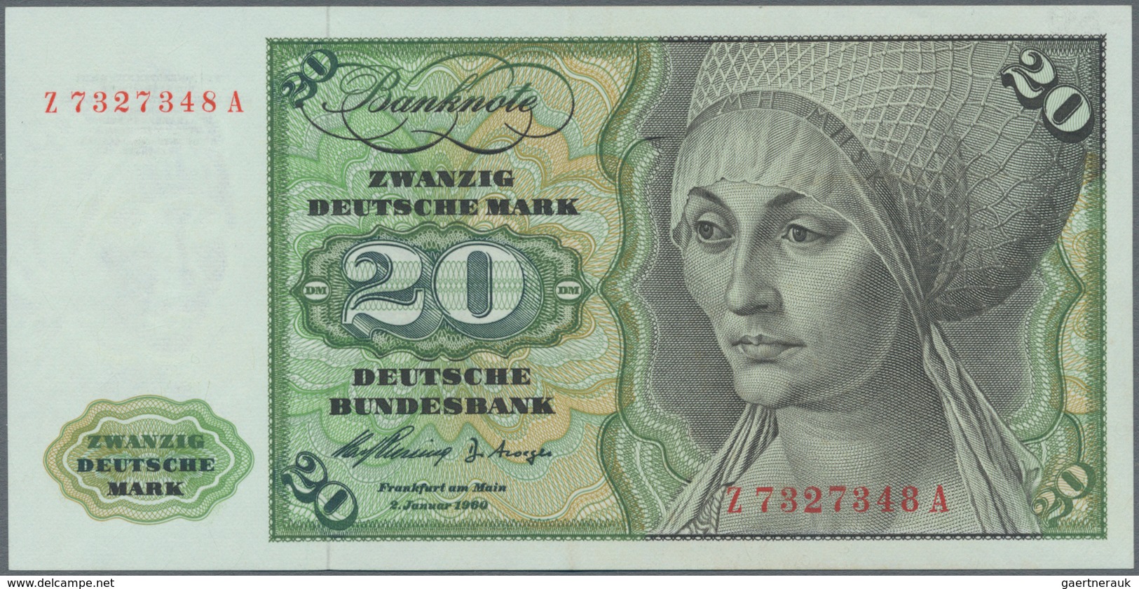 Deutschland - Bank Deutscher Länder + Bundesrepublik Deutschland: 20 DM 1960 Ersatznote Mit KN Z7327 - Altri & Non Classificati