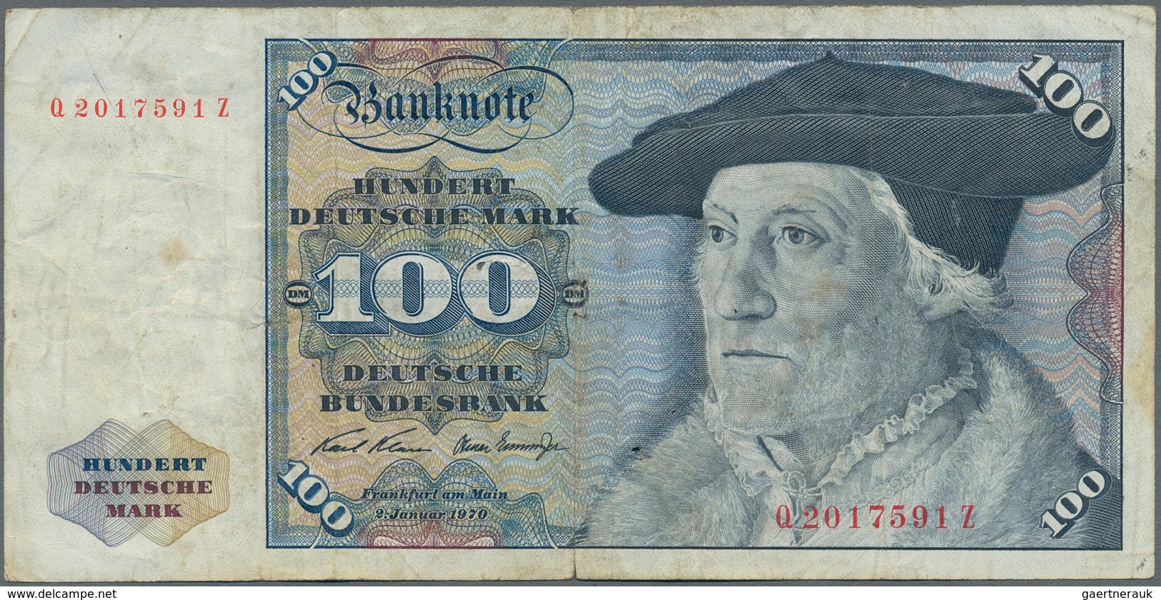 Deutschland - Bank Deutscher Länder + Bundesrepublik Deutschland: 100 DM 1970 Ro.273a, Druckbild Der - Autres & Non Classés