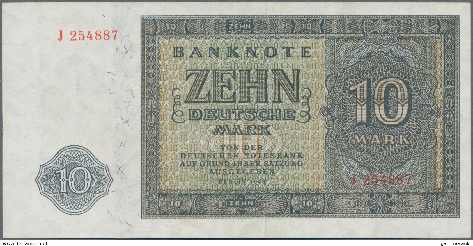 Deutschland - DDR: Sehr Schönes Lot Mit 9 Banknoten, Dabei 10 Mark 1948 Mit Klebemarke Ro.334c (VF), - Altri & Non Classificati