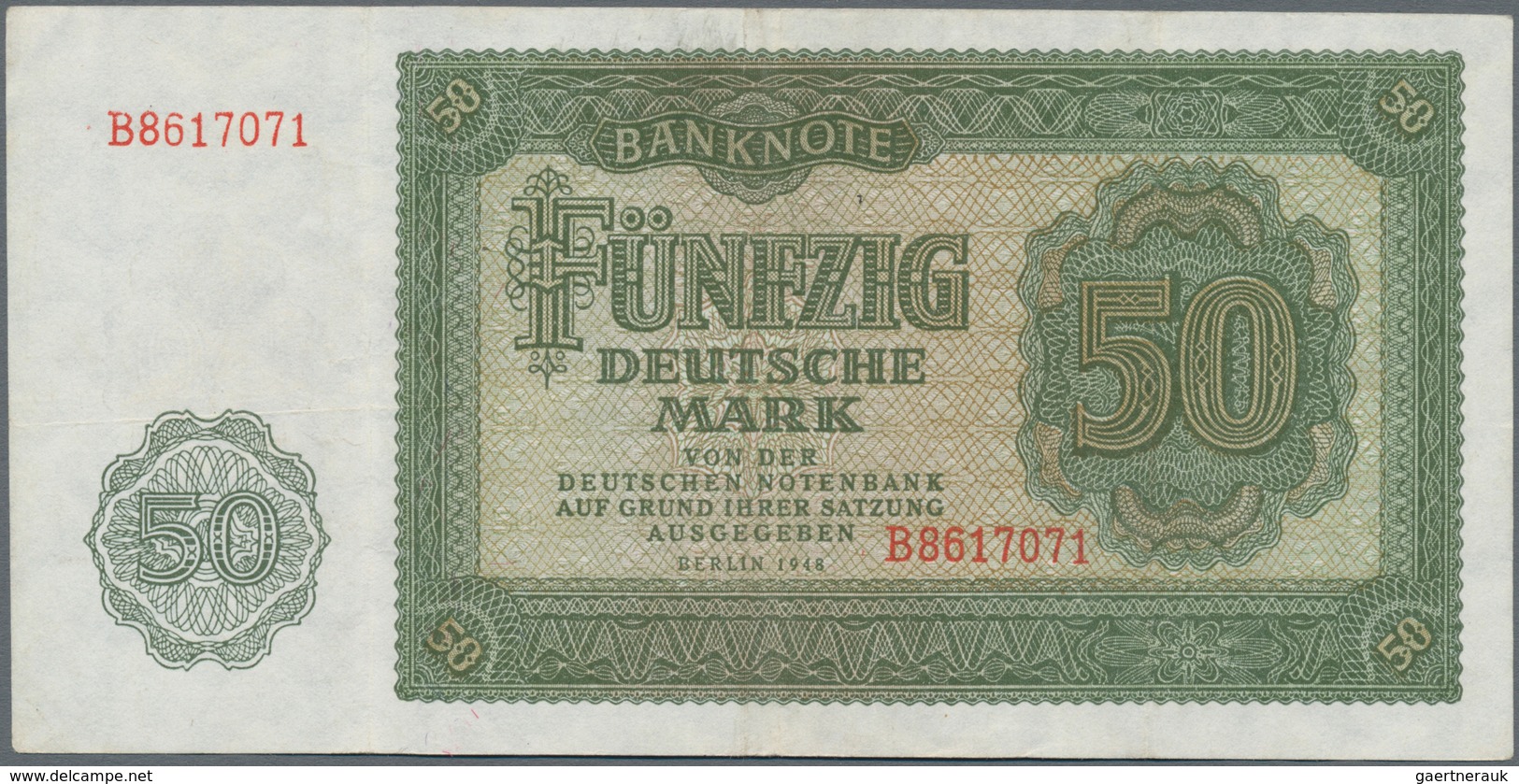 Deutschland - DDR: Sehr Schönes Lot Mit 9 Banknoten, Dabei 10 Mark 1948 Mit Klebemarke Ro.334c (VF), - Altri & Non Classificati