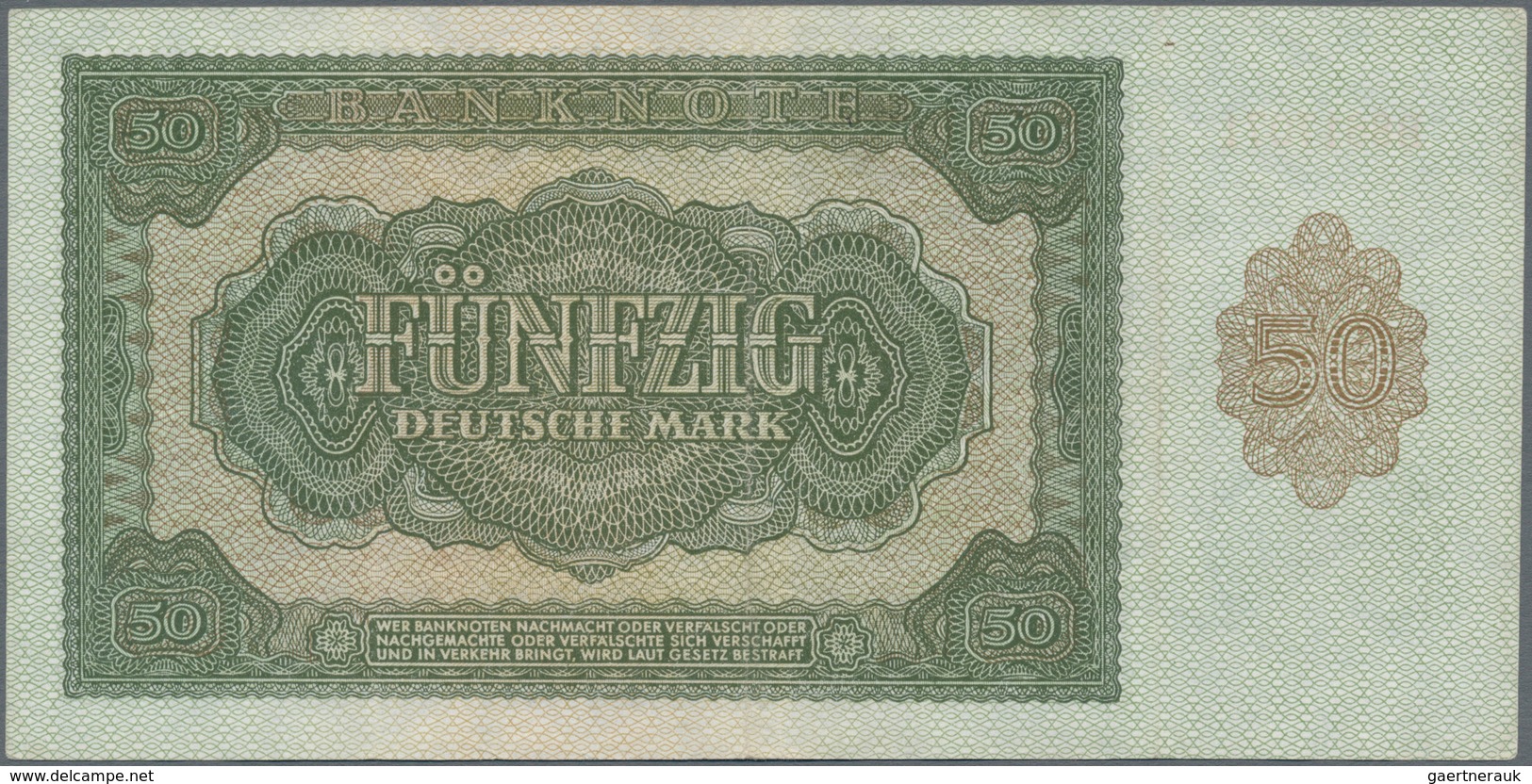 Deutschland - DDR: Sehr schönes Lot mit 9 Banknoten, dabei 10 Mark 1948 mit Klebemarke Ro.334c (VF),