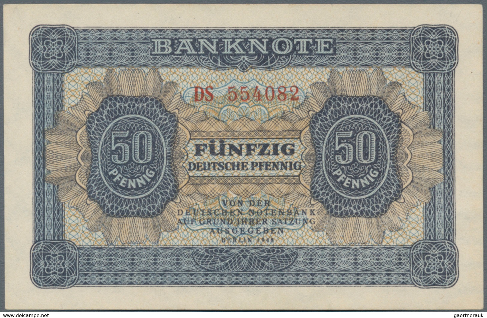 Deutschland - DDR: Sehr schönes Lot mit 9 Banknoten, dabei 10 Mark 1948 mit Klebemarke Ro.334c (VF),
