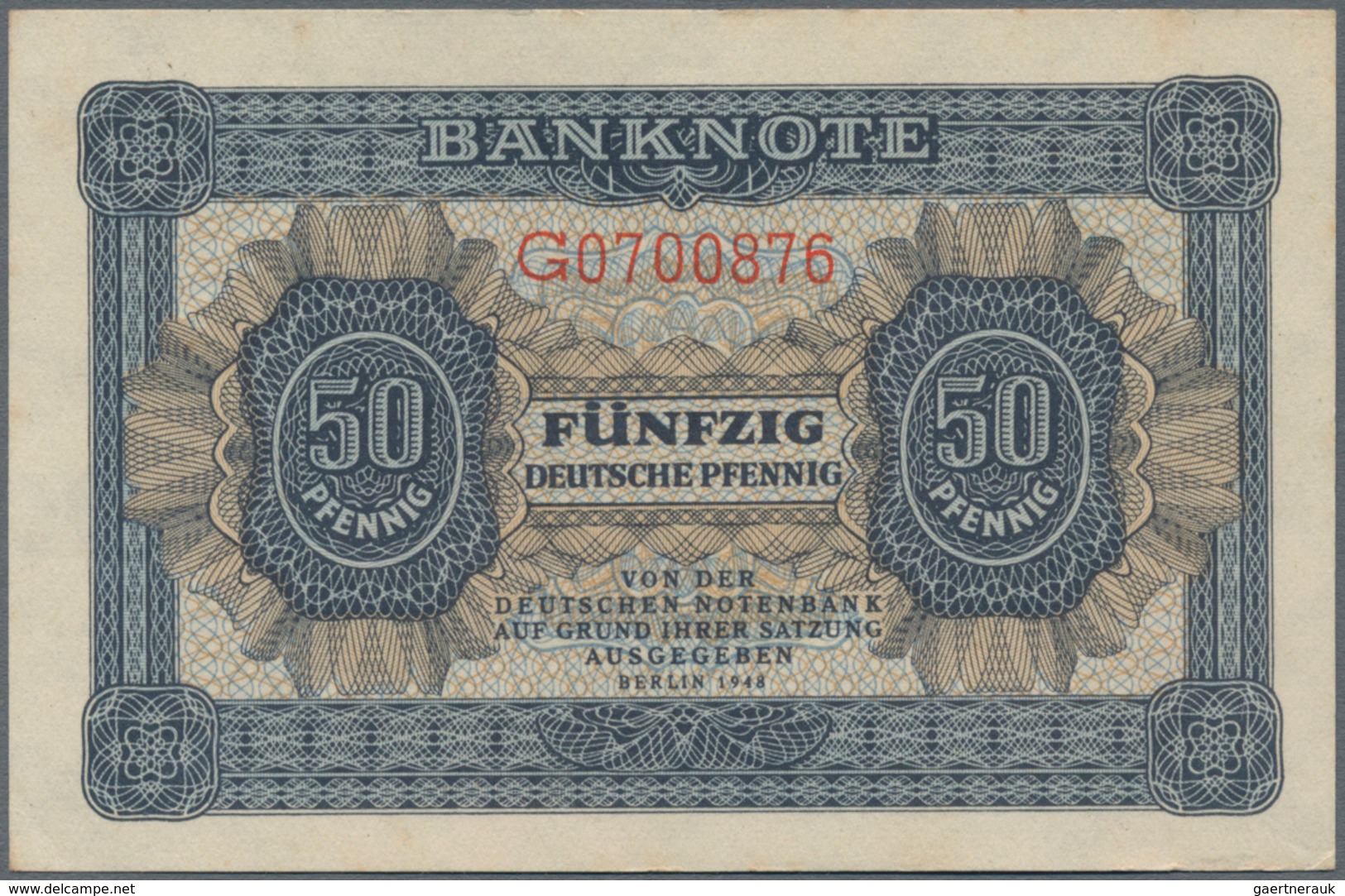 Deutschland - DDR: Sehr schönes Lot mit 9 Banknoten, dabei 10 Mark 1948 mit Klebemarke Ro.334c (VF),