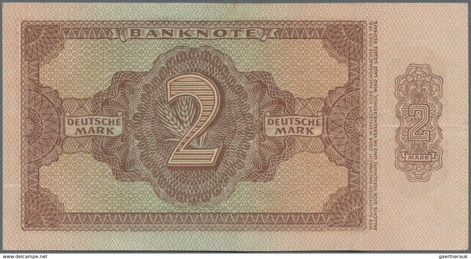 Deutschland - DDR: Sehr schönes Lot mit 9 Banknoten, dabei 10 Mark 1948 mit Klebemarke Ro.334c (VF),