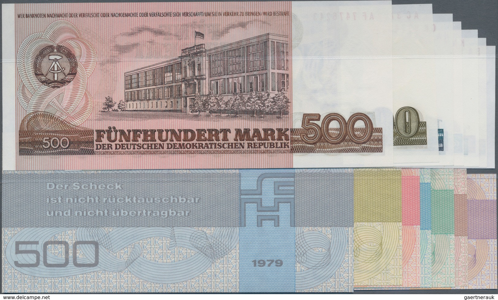 Deutschland - DDR: Banknotensatz 1971-1985 Von 5 Bis 500 Mark Und Kompletter Satz Forumschecks 1979 - Altri & Non Classificati