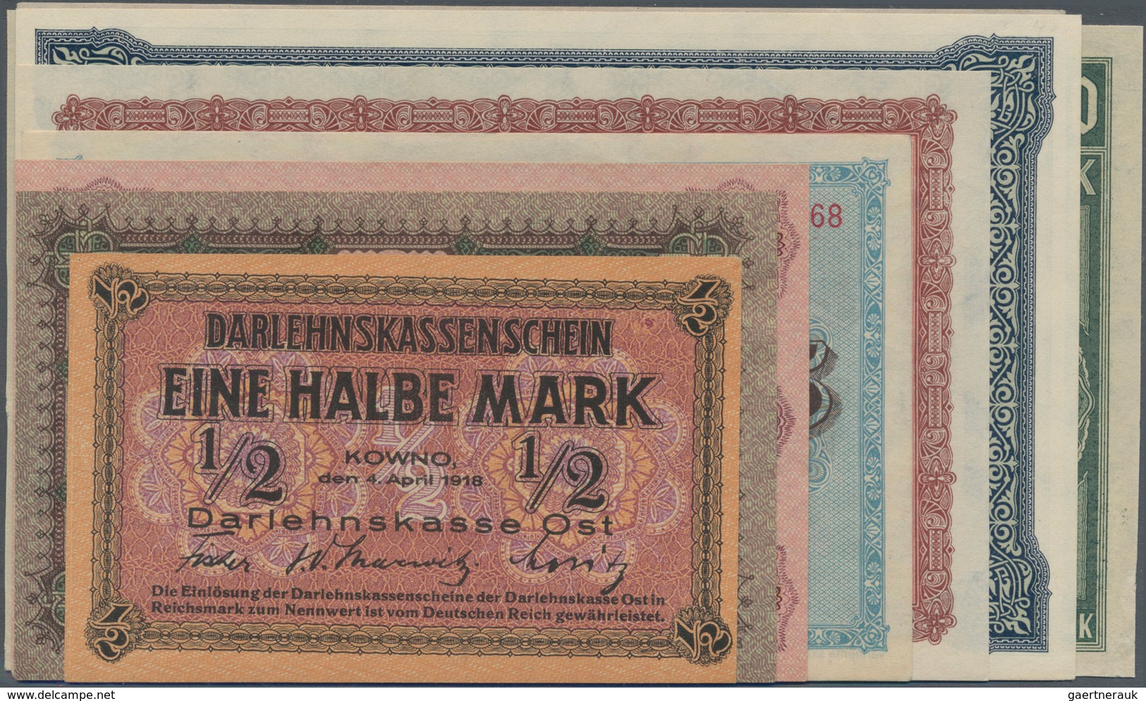 Deutschland - Nebengebiete Deutsches Reich: Darlehenskasse Ost, Ausgabe Kowno, Set Mit 8 Banknoten 1 - Sonstige & Ohne Zuordnung