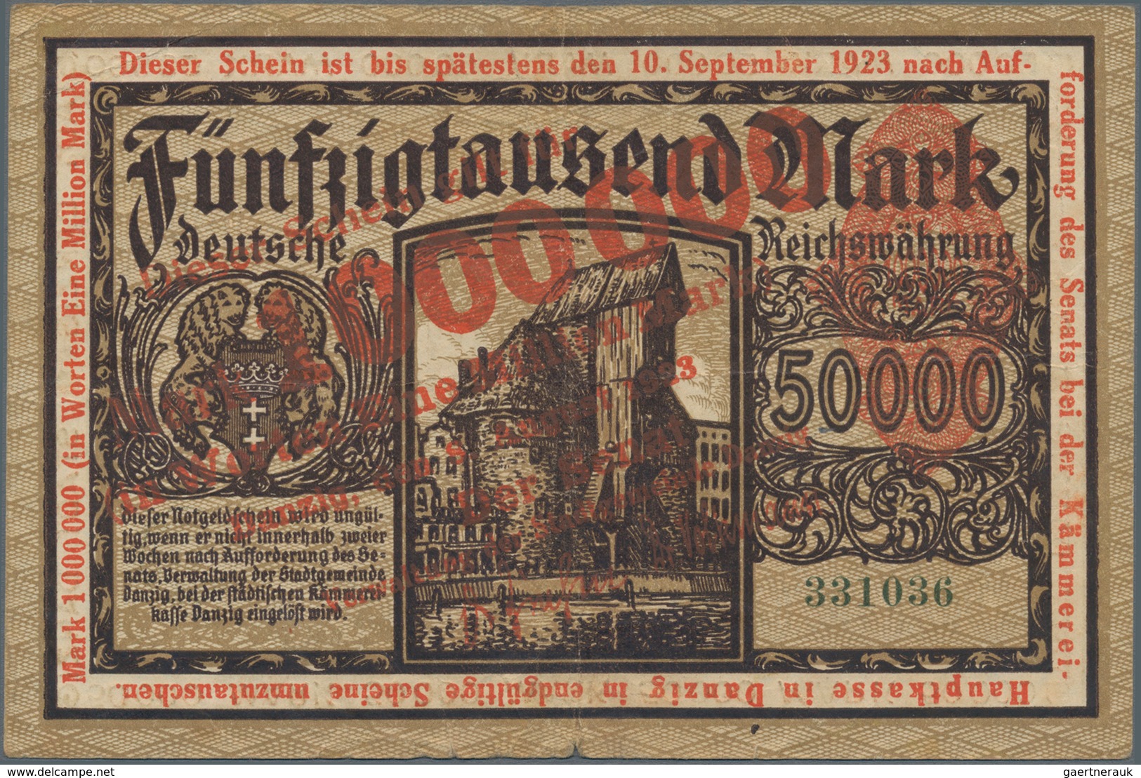 Deutschland - Nebengebiete Deutsches Reich: Danzig - Stadtgemeinde, 1 Million Mark Roter Überdruck A - Autres & Non Classés