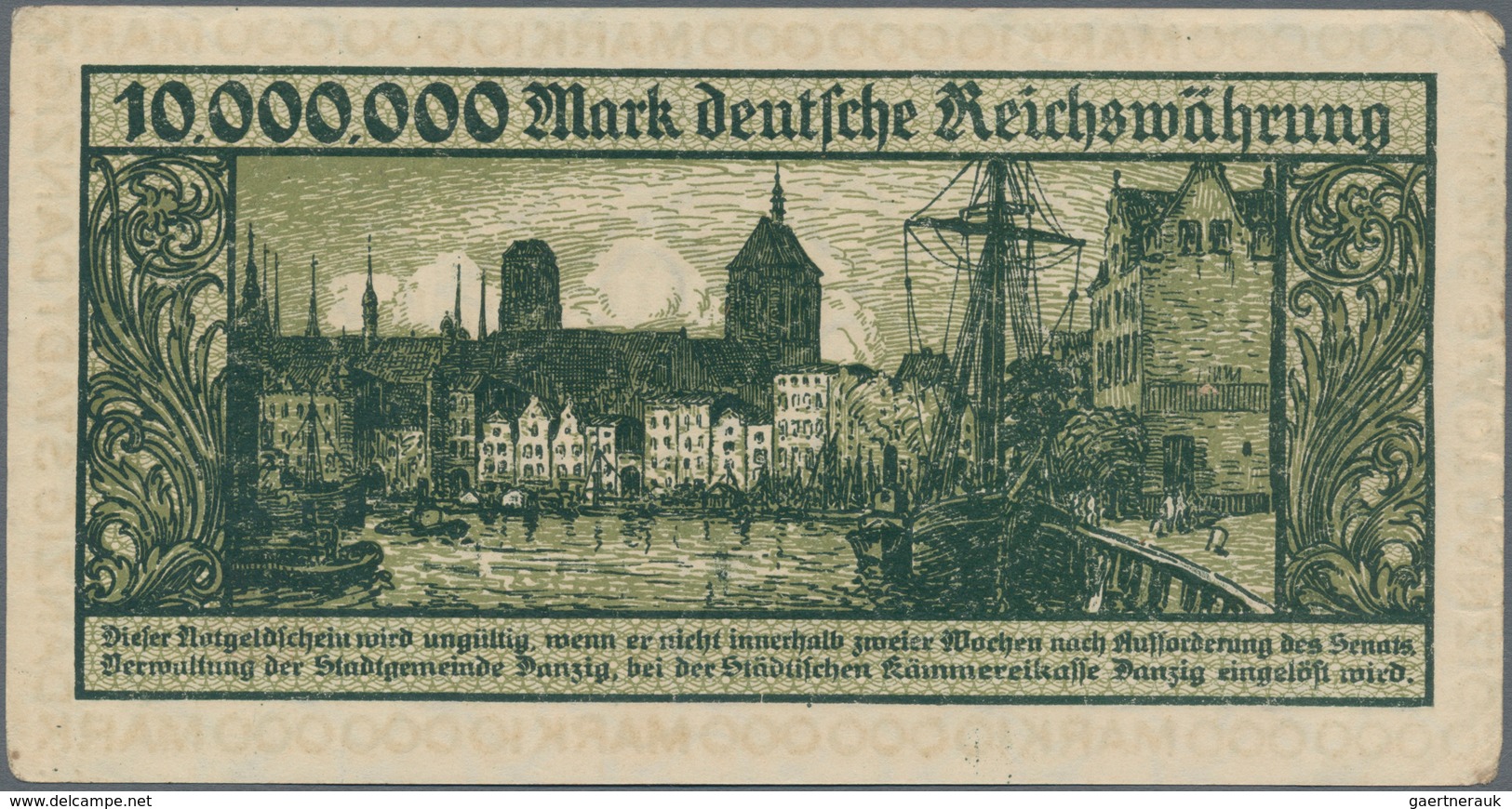 Deutschland - Nebengebiete Deutsches Reich: Danzig - Stadtgemeinde, 10 Millionen Mark 1923, Ro.804a, - Autres & Non Classés