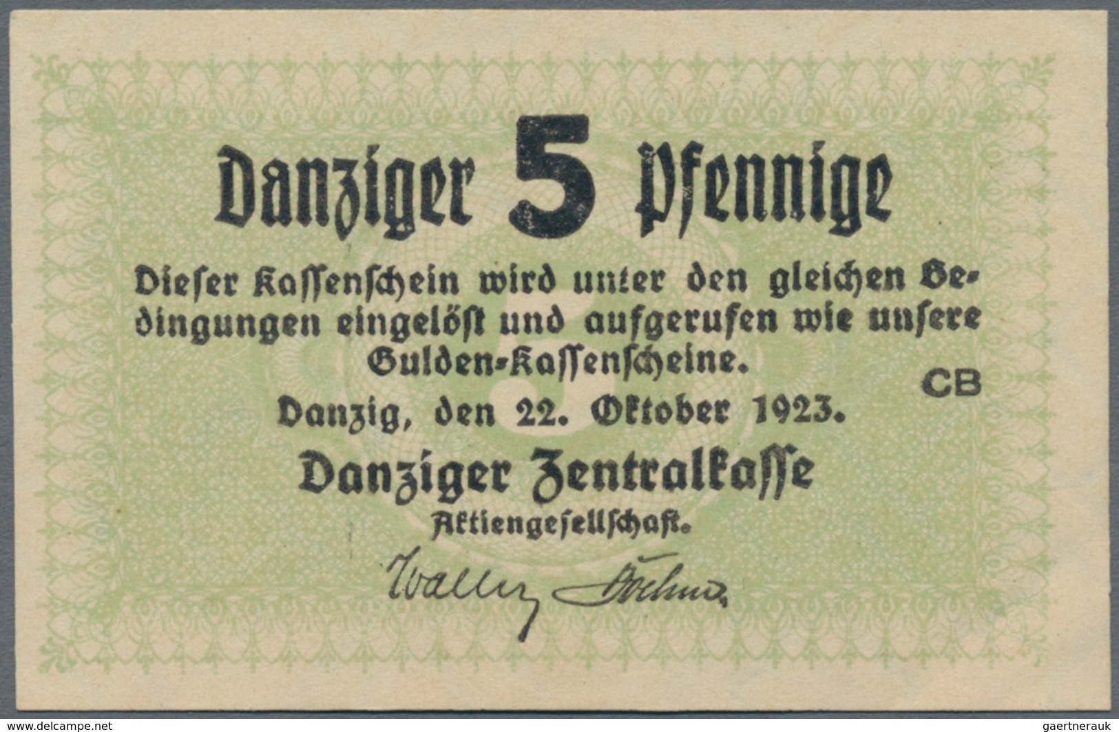 Deutschland - Nebengebiete Deutsches Reich: Danzig, Zentralkasse 5 Pfennig 1923, Ro.813, Kleiner Kni - Otros & Sin Clasificación