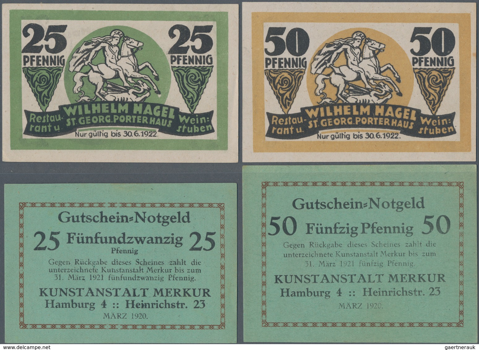 Deutschland - Notgeld - Hamburg: Hamburg, W. Hagel, St. Georg Porterhaus, 25, 50 Pf., O. D. - 30.6.1 - [11] Emissions Locales