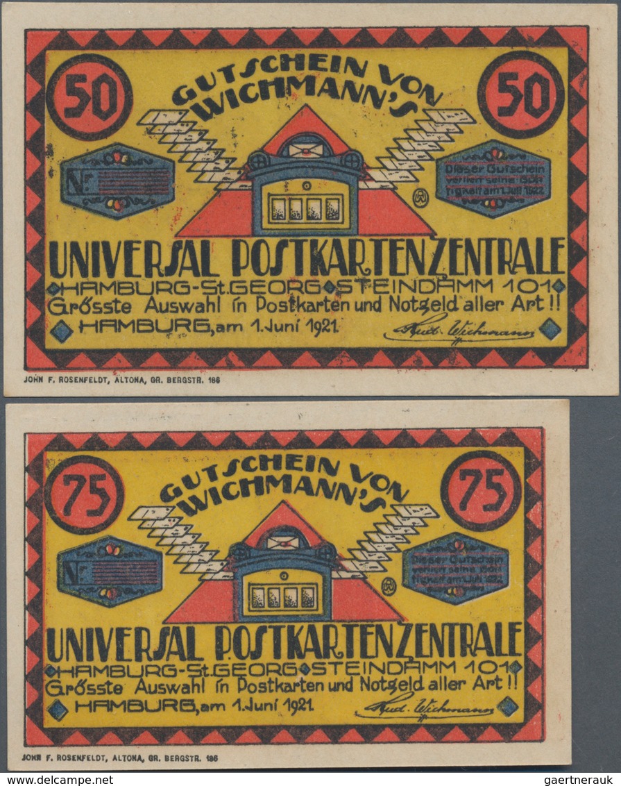 Deutschland - Notgeld - Hamburg: Hamburg, Wichmann's Universal Postkartenzentrale, 50, 75 Pf., 1.6.1 - [11] Emissioni Locali