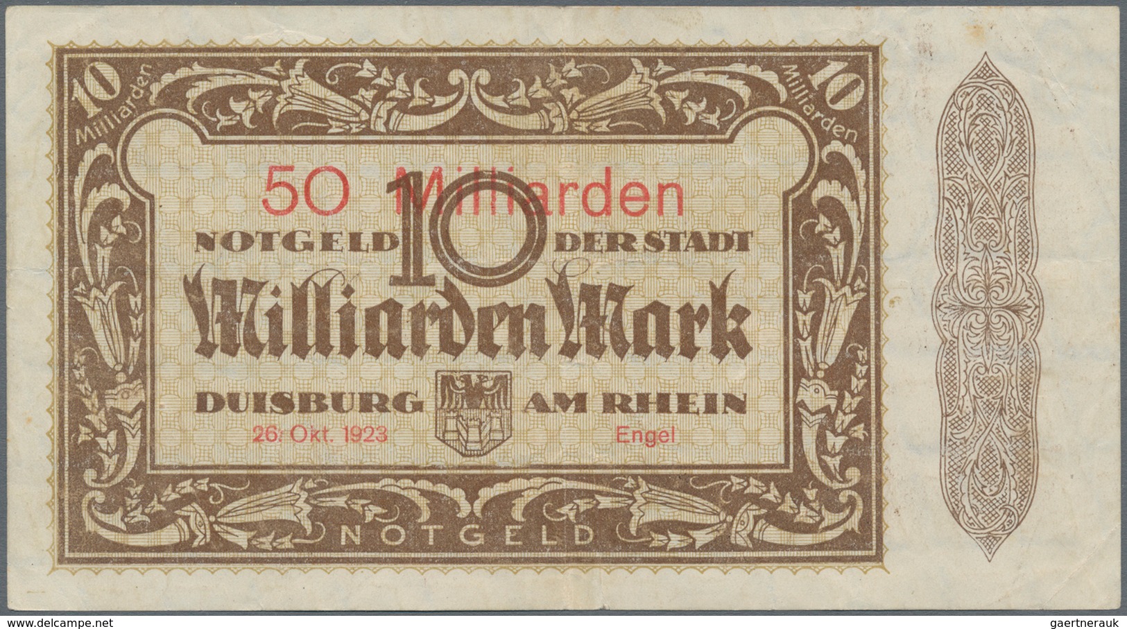 Deutschland - Notgeld - Rheinland: Duisburg, Stadt, 50 Mrd. Mark, 26.10.1923, Erh. II-III, 100 Mrd. - [11] Emissions Locales