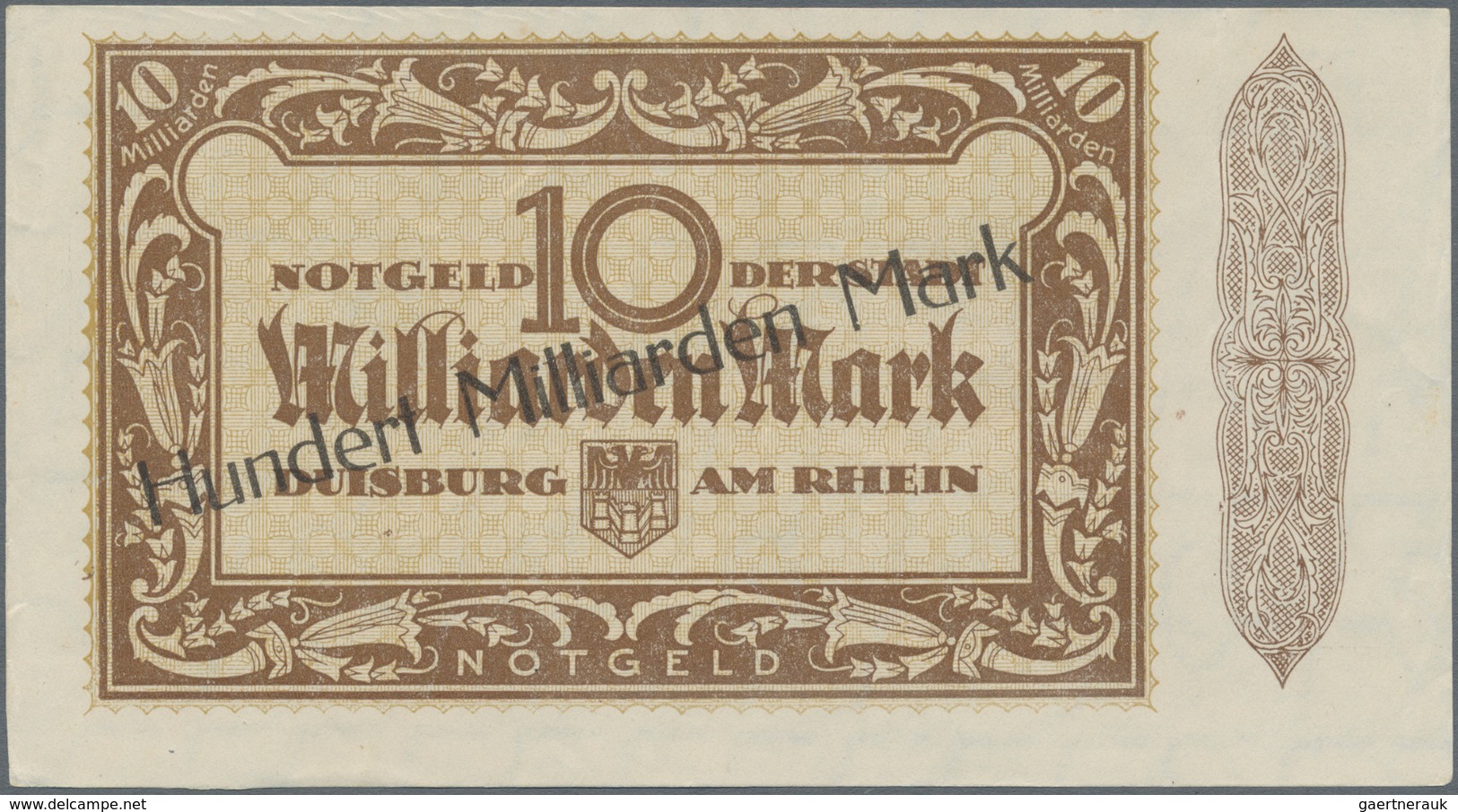 Deutschland - Notgeld - Rheinland: Duisburg, Stadt, 50 Mrd. Mark, 26.10.1923, Erh. II-III, 100 Mrd. - [11] Emissions Locales