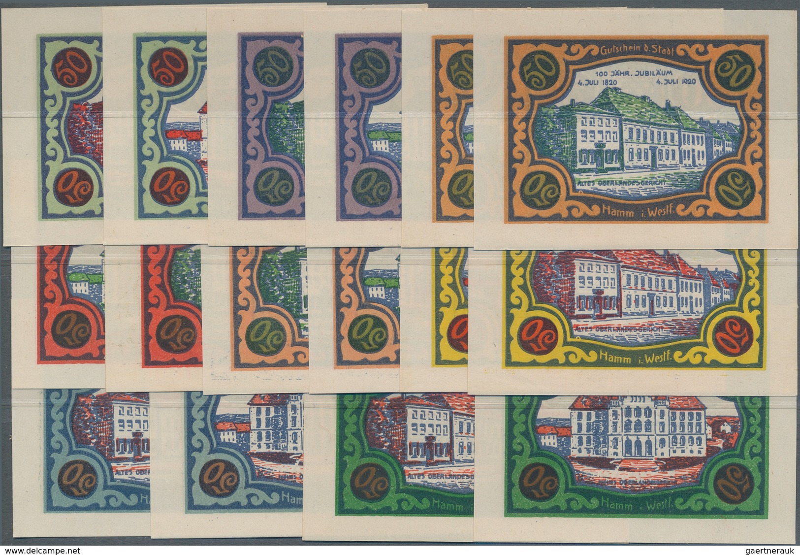 Deutschland - Notgeld - Westfalen: Hamm, Stadt, 16 X 50 Pf., 18.5.1920, Weißes Papier Mit Breitem Ra - Autres & Non Classés