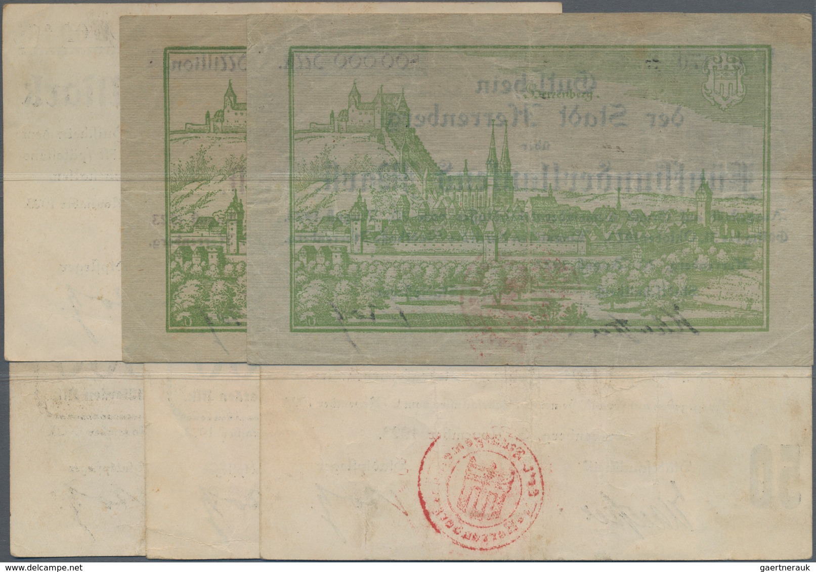 Deutschland - Notgeld - Württemberg: Herrenberg, Stadt, 500 Tsd., 1 Mio. Mark, 20.8.1923; 20, 50 Mrd - [11] Local Banknote Issues