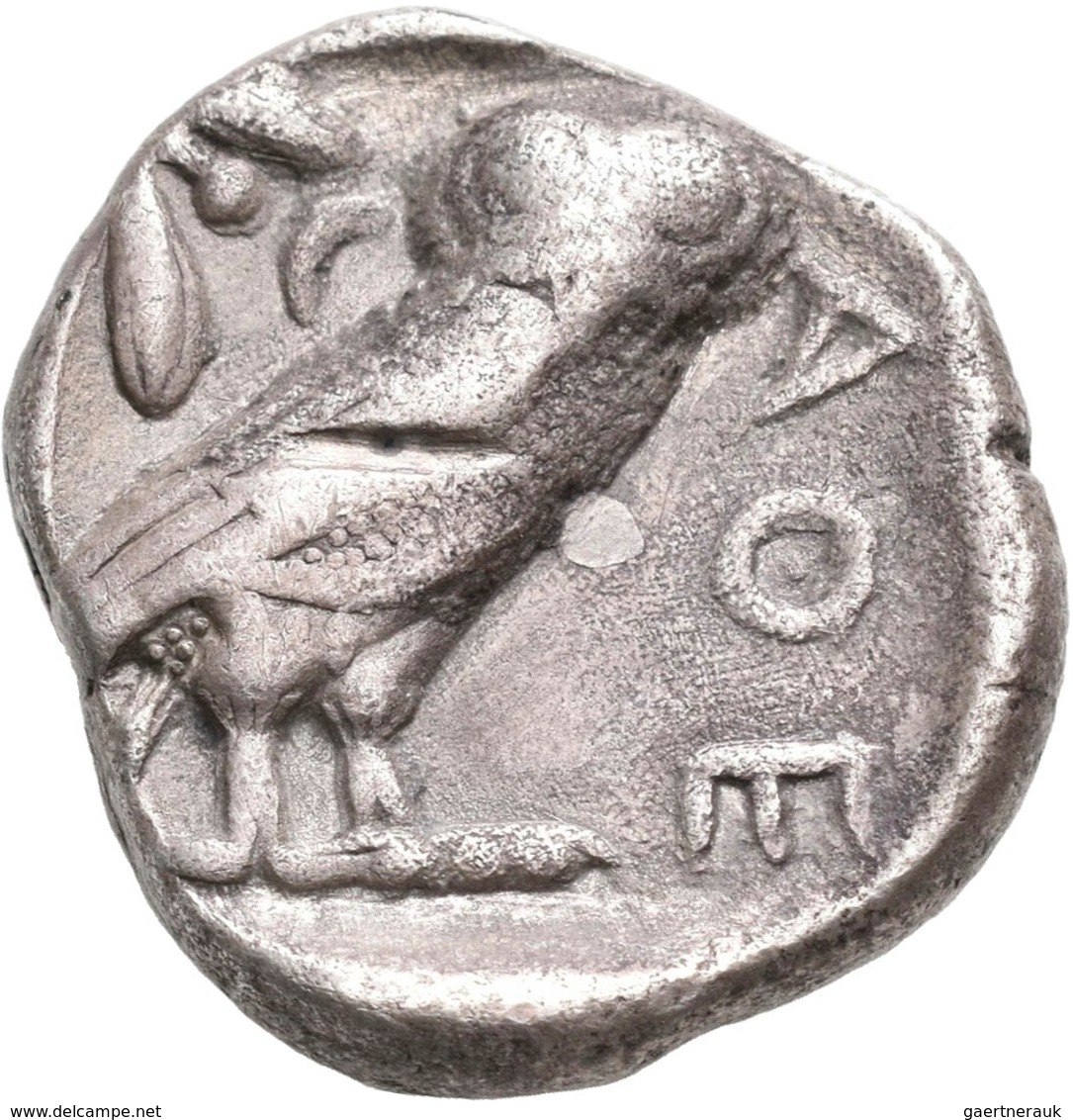 Attika: AR-Tetradrachme, Ca. 479-404 V. Chr., Athen, 16,26 G. Athenakopf Nach Rechts/Eule. Prüfhieb, - Grecques