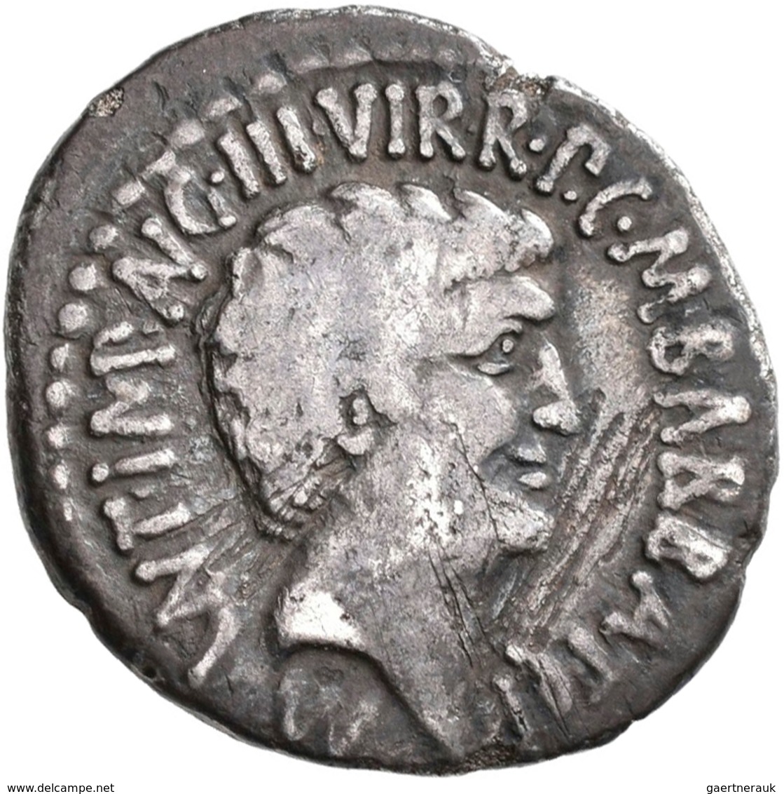 Marcus Antonius (31 V.Chr.): AR-Denar 41 V. Chr., Mit M. Barbatius Pollio, Heeresmünzstätte, 3,55 G, - Autres & Non Classés