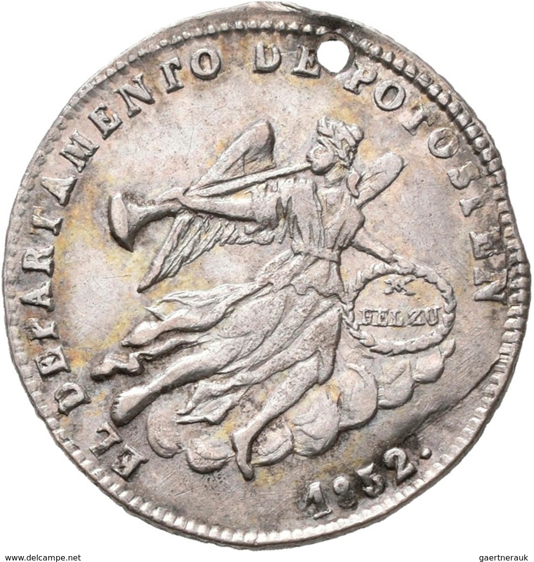 Bolivien: Lot 4 Stück; 2 Soles 1852, Potosi, 26,37 mm, 7,1 g / 1 Sol 1852, Potosi, 20,6 mm, 3,37 g /